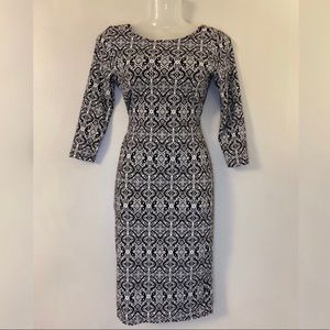 FOREVER 21 Victorian Pattern Bodycon, Midi Dress.